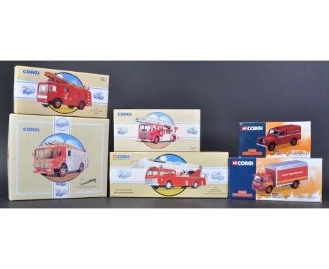 A collection of x6 assorted Corgi diecast model Fire Engine Trucks to include; 97392 20th Anniversary West Glamorgan Fire Bri