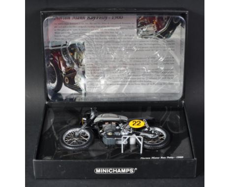 An original Minichamps ' Classic Bike Series ' 1/12 scale diecast model No. 132400 Norton Manx Motorbike Ray Petty 1960. High