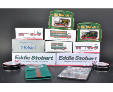 A collection of x9 Atlas Editions and Corgi diecast Eddie Stobart haulage trucks and lorries to include; Atkinson Borderer Fl