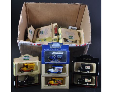 A large collection of approximately x50 assorted Lledo made diecast model cars and other vehicles. Largely Promotional Models