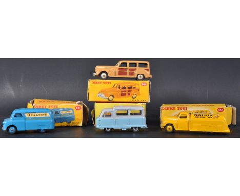 A collection of x4 vintage Dinky Toys boxed diecast model cars comprising No. 344 Estate Car, 481 Bedford Ovaltine Van, 443 N