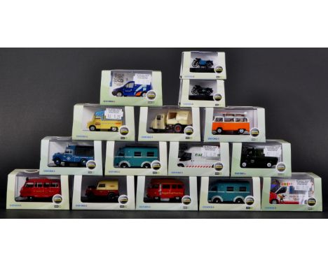 A collection of x15 assorted Oxford Diecast ' Commercials ' 1/76 scale / trackside model cars to include; Volkswagen Bay Bus,