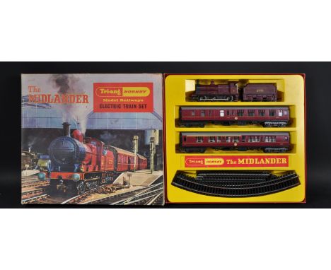 A vintage Triang / Tri-ang Hornby 00 gauge model railway electric trainset locomotive set No. RS.8 The Midlander. The set con