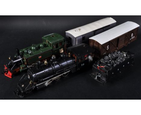 A collection of scratch built / kit built part mixed scale model railway items to include a copper and steel locomotive model