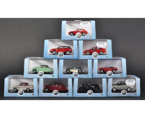 A collection of x10 assorted Oxford Diecast 1/76 scale / trackside model cars to include; Range Rover 2013, Vauxhall Vectra M