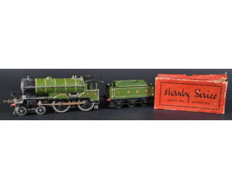 An original vintage Hornby O gauge model railway trainset locomotive engine 234 ' Yorkshire ' with No. 2 LNER Special Tender.