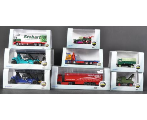 A collection of x8 assorted Oxford Diecast 1/76 scale / trackside haulage models to include; Parcelforce DAF 85 Axle 40ft Box