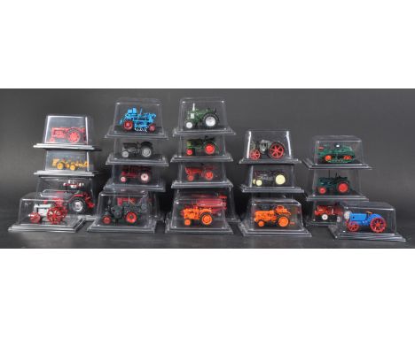 A collection of x22 assorted Hachette made 1/43 scale diecast model tractors. Examples to include; SuperLandini 1934, Renault