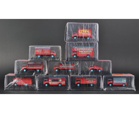 A collection of x10 Oxford Diecast believed 1/43 scale Chipperfield's Circus model vehicles. Examples to include; CH004 Leopa