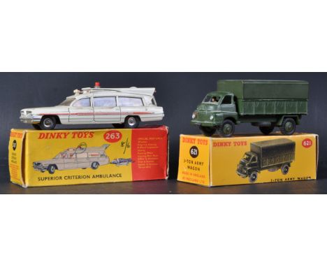 Two vintage Dinky Toys boxed diecast models comprising No. 263 Superior Criterion Ambulance with stretcher and patient and 62