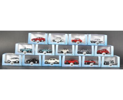 A collection of x15 assorted Oxford Diecast 1/76 scale model cars to include; Bentley Mulsanne, Sunbeam Rapier MKIII, Austin 