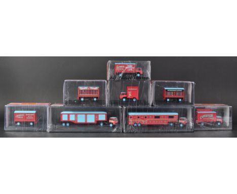 A collection of x8 Oxford Diecast believed 1/43 scale Chipperfield's Circus model vehicles. Examples to include; CH016B Eleph