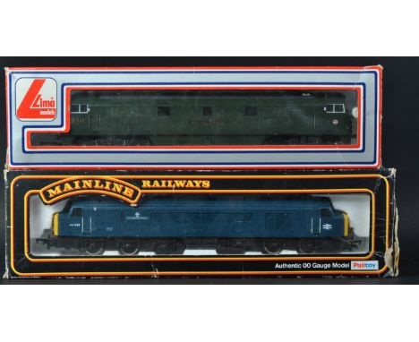 Two vintage Lima and Palitoy Mainline 00 gauge model railway diesel trainset locomotive engines comprising; Lima 205134 Class