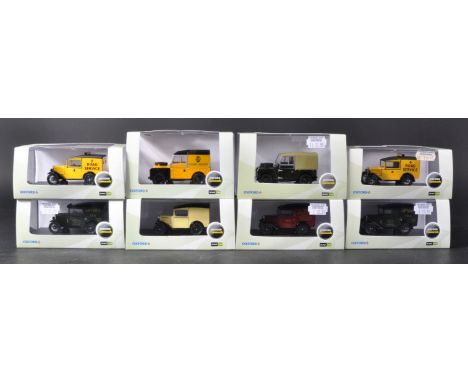 A collection of x8 assorted 1/43 scale Oxford Diecast Commercials range vehicles to include; ASV002 Austin Seven AA Van, LAN1