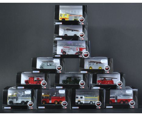 A collection of x11 assorted Oxford Diecast 1/76 scale / trackside Fire and Rescue themed models to include; London Fire Brig