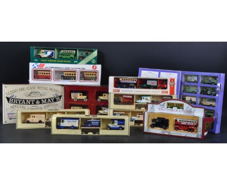 A collection of assorted boxed diecast model car gift sets, largely Lledo ' Days Gone ' examples but x1 Corgi present. Many a