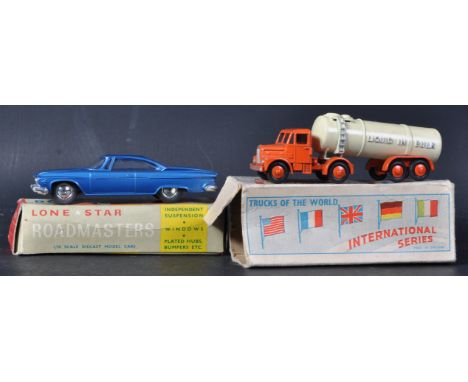 Two original vintage diecast models comprising 1/50 scale Lone Star Dodge Phoenix and Morestone ' International Trucks of the