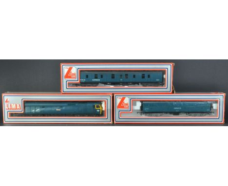 Collection of vintage Lima 00 gauge model railway trainset locomotive engine and x2 coach / carriages to include; No. 205141&