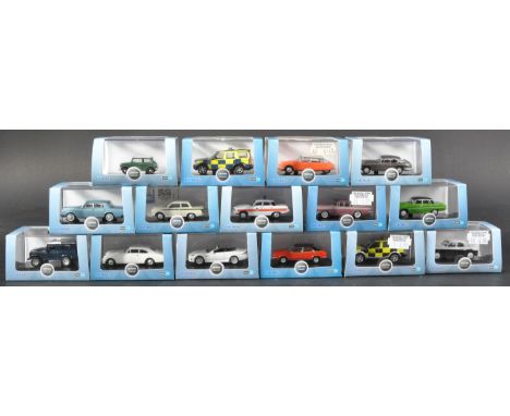 A collection of x15 assorted Oxford Diecast 1/76 scale model cars to include; Land Rover Defender 2013, Citroen DS19, Bentley