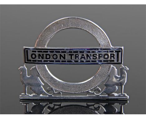 London Transport Interest: A silver and enamelled senior staff members cap badge, by J. R Gaunt & Son Ltd, Birmingham 1933, n
