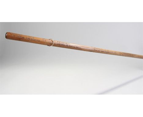 Unusual George III walker / pointer stick, with Latin inscription, thumb dip and gold ring, 89cm long