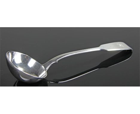 Victorian silver ladle, London 1838, maker Elizabeth Eaton, fiddle pattern, with monogram, 18cm long, 2.1oz