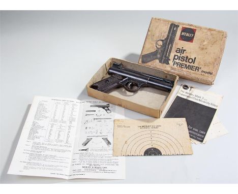 Webley air pistol, Premier model, in original box and complete with catalogue etc