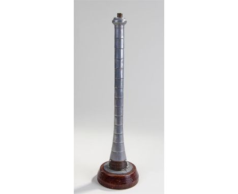 Unusual novelty lamp of a self supporting chimney, the long tower with a plaque to the base stating 'Model of self supporting