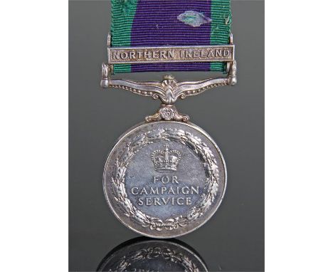 Queen Elizabeth II Campaign service medal, Bar Northern Ireland, Light Infantry, named 24093093 PTE. G.M. Goodan L.I.