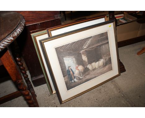 Honor Bacon, watercolour study of a farmyard barn; a pencil signed limited edition print "The First Shadows of Evening" and a