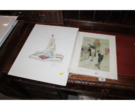 A.J. Brookes, pastel study; together with a pencil signed Mark Huikuisai print