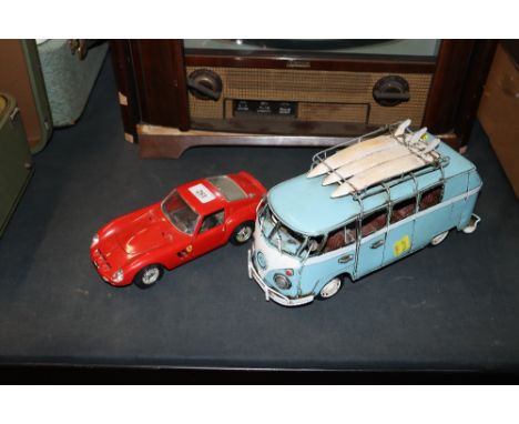 A model VW Camper Van and a Burago Ferrari GTO 1962