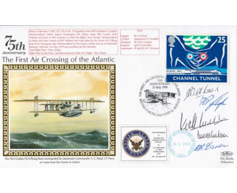 Hercules crew signed cover. Flt Lt D. L. Coulson, Flt Sgt M. McLaren signed FDC 75th Anniversary The First Air Crossing of th