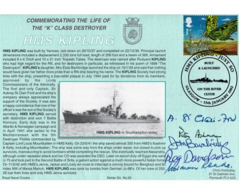 WW2 Navy cover Lady Ann St. Clair Ford, V/AD Sir Peter Ashmore, J Bainbridge, R Davidson, N Roake Signed FDC. Commemorating T