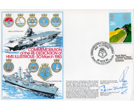 J C K Slater Signed Commemorative Cover Commemoration of the RE Dedication of HMS Illustrious 30th March 1983 (RNSC 3 22) pos