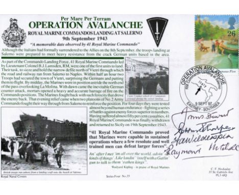 Captain J S Stewart OBE, Captain C H M Sharpe, Sgt F A Wilderspin, Marine R Mitchell Signed FDC. Per Mare Terram Operation Av