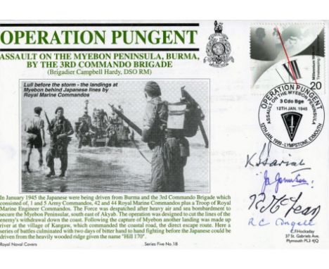 Multi Signed FDC. Operation Pungent The Assault On The Myebon Peninsula, Burma By The 3rd Commando Brigade. Signed by J A Joh