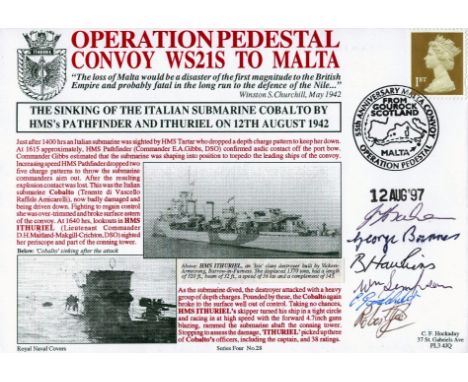 Multi Signed FDC. Operation Pedestal Convoy WS21S To Malta The Sinking Of The Italian Submarine Cobalto by HMS's Pathfinder a