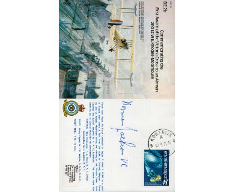 Norman Jackson VC signed FDC Commemorating the First Award of the Victoria Cross to an Airman 2nd Lt. W. B. Rhodes Moorhouse 