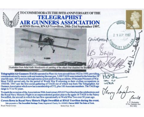Multi Signed FDC. Signed By Lt Cdr C Greaves, L Sayer DSM, D Rolph BEM, Cdr P A Shaw, Cdre S Lidbetter and R/AD T W Loughran.