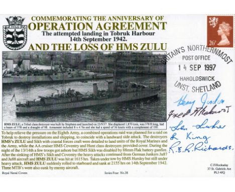 Multi Signed FDC. Signed By H J Gordon, F Akehurst, L Luker, L King and R E R Richards DSM. Commemorating The Anniversary Of 