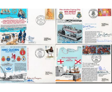 11 Handsigned Navy Official FDC's with postmarks and stamps. Signatures include Captain M A Johnson, Lt P Spooner on 111th An