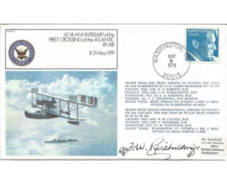 Francis W Reichelderfer signed 60th Anniversary of the First Crossing of the Atlantic by Air cover RAF FF2. 15c USA Robert F 