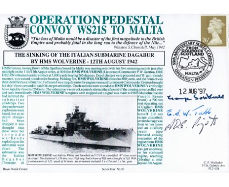 Multi Signed FDC. Operation Pedestal Convoy WS21S To Malta The Sinking Of The Italian Submarine Dagabur By HMS Wolverine, 12t
