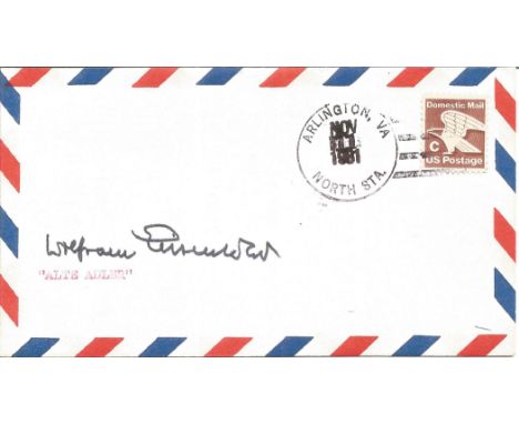 Great War ace Wolfram Eisenlohr signed air mail envelope date stamp Arlington VA. November 1981. German Air Force pilot in th