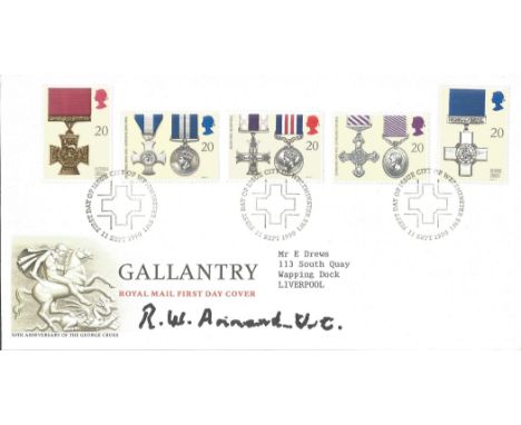 Cpt R. W. Annand V. C. signed unflown Gallantry FDC date stamp City of Westminster SW1 11 Sept 1990. Good condition. All auto