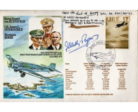 Sqn Ldr Noel H. Corry DFC AE RAF ex 25 Sqn signed FDC 50th Anniversary of the First Westward Flight Across the Atlantic 12th 