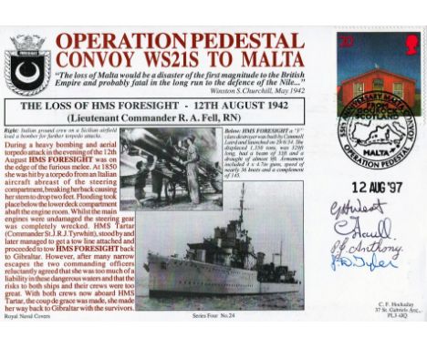 Multi Signed FDC. Operation Pedestal Convoy WS21S To Malta The Loss Of HMS Foresight, 12th August 1942 (Lt Cmdr R A Fell RN).