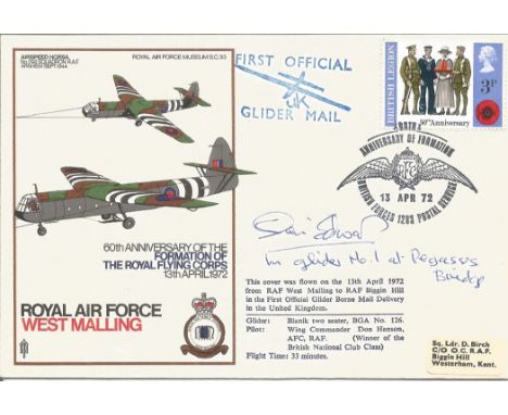 Iain Edwards signed FDC RAF West Malling 60th Anniversary of the Formation of The Royal Flying Corps 13th April 1972. Flown f