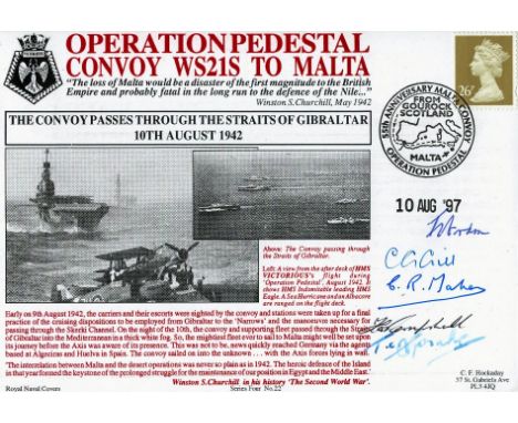 multi signed FDC. Operation Pedestal Convoy WS21S To Malta The Convoy passes through the straits of Gibraltar 10th August 194